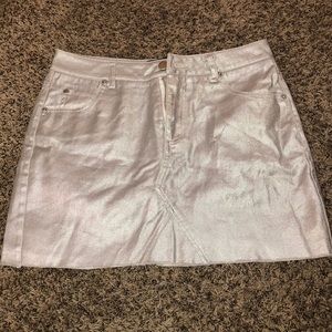metallic silver skirt